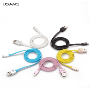  USB кабел тип лента USAMS за Iphone 5/5s/5c/6/6plus/iPod touch 5/iPod nano 7 черен